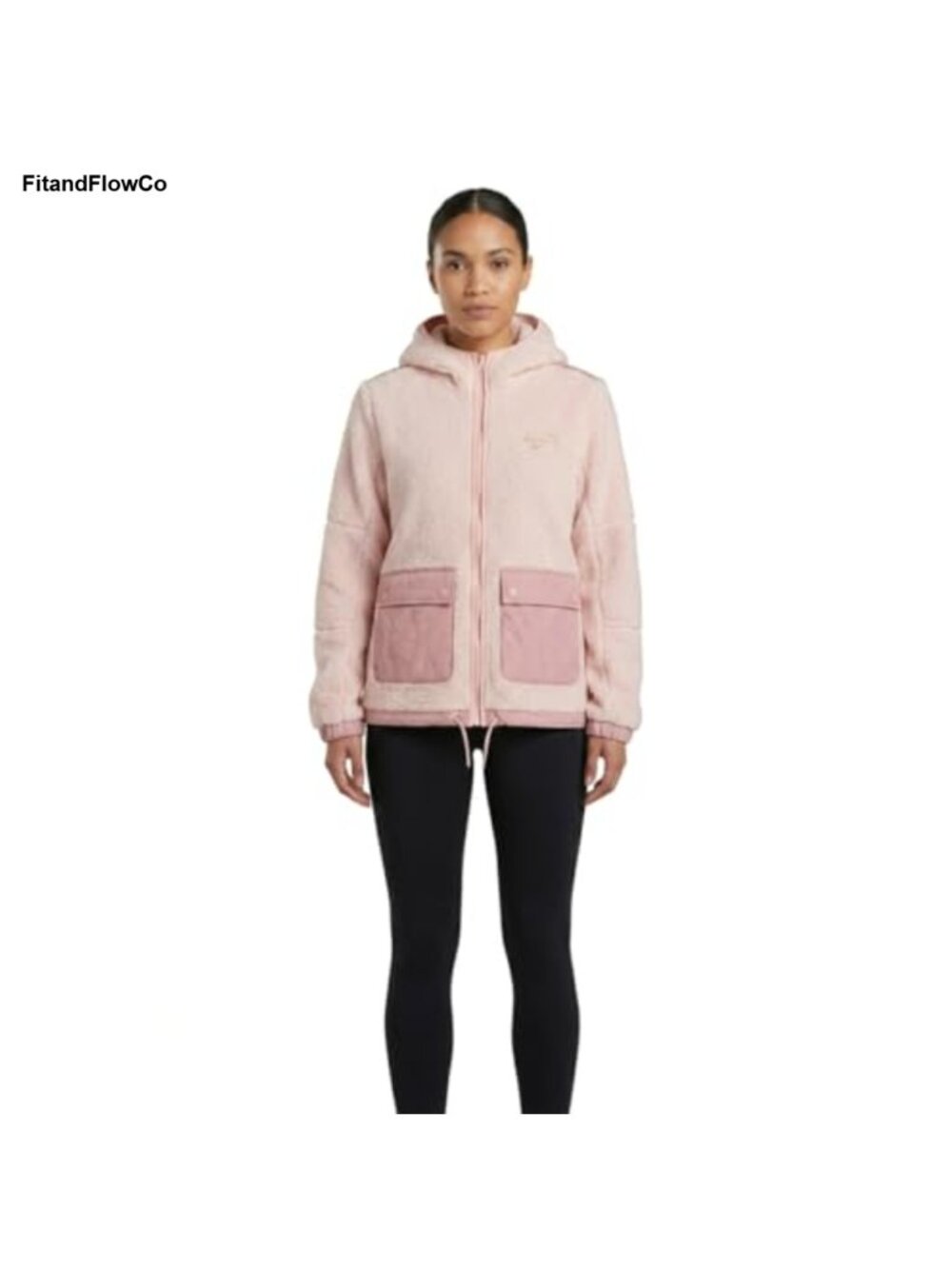 Double Sided Fleece Jacket Lightweight Zip Pockets Aviator Style